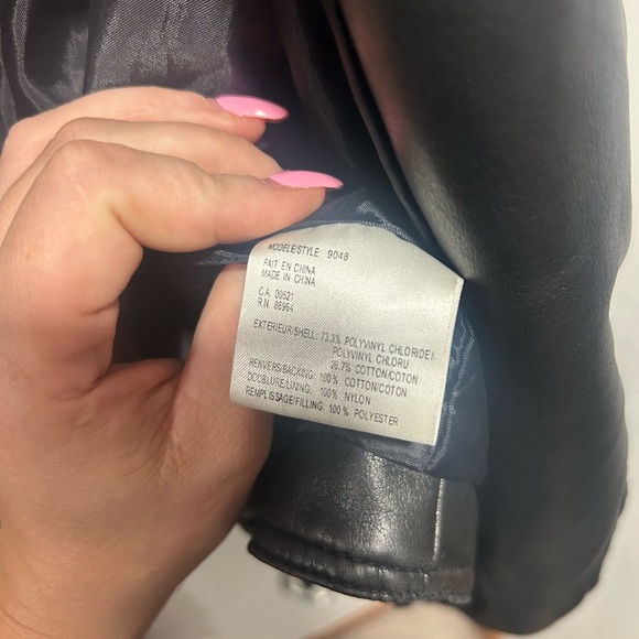 NEXT ISSUE size Large faux black leather biker jacket side zip, silver hardware - Picture 9 of 10